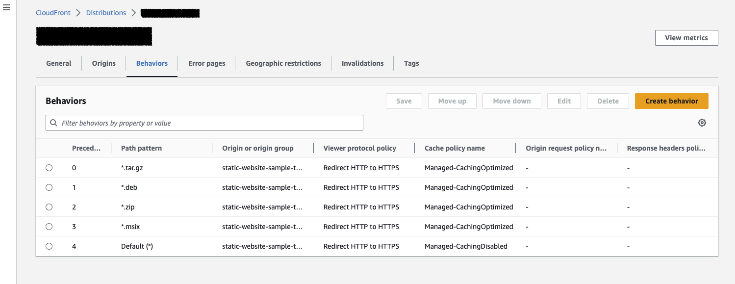 AWS cache setup GUI